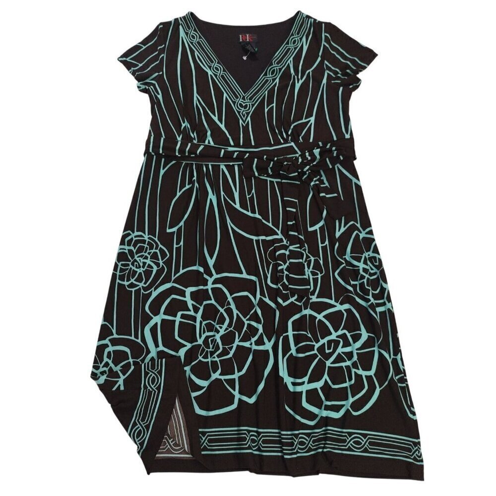 R&K Originals Floral Patterned Dress V-Neckline Belted Waist Womens Size 16. - Picture 4 of 8